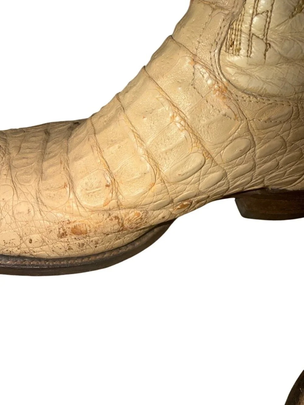 Corral Mens 10.5 EE Genuine Caiman Crocodile Leather Western Cowboy Boots Bone
